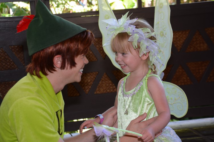 Peter Pan and Tinker Bell meeting at Disney World 